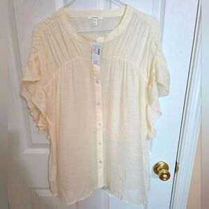 Maurices Flowing Cream Button Up Blouse XL NWT